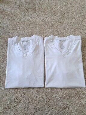 Kenneth Cole New York Men's White V-Neck Short Sleeve Tees Set Of 2 Cotton NWOT
